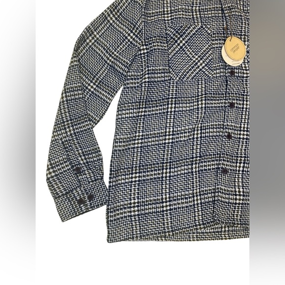 Brand new common people granby navy blue / green plaid button down size … - Picture 4 of 9
